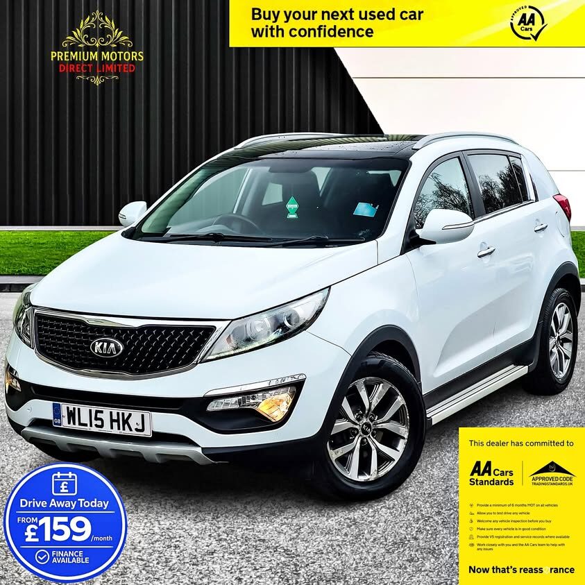 2015 Kia sportage 2 suv 1.7 crdi ecodynamics 68000k diesel manual euro 6 12 mot serviced pan roof leather bluethooth etc high spec with aa cover aa cars dealer